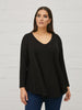 langarm Shirt mit V-Ausschnitt in Schwarz von Mat Fashion_grosse Grösse_DE BOER plus Luzern_2