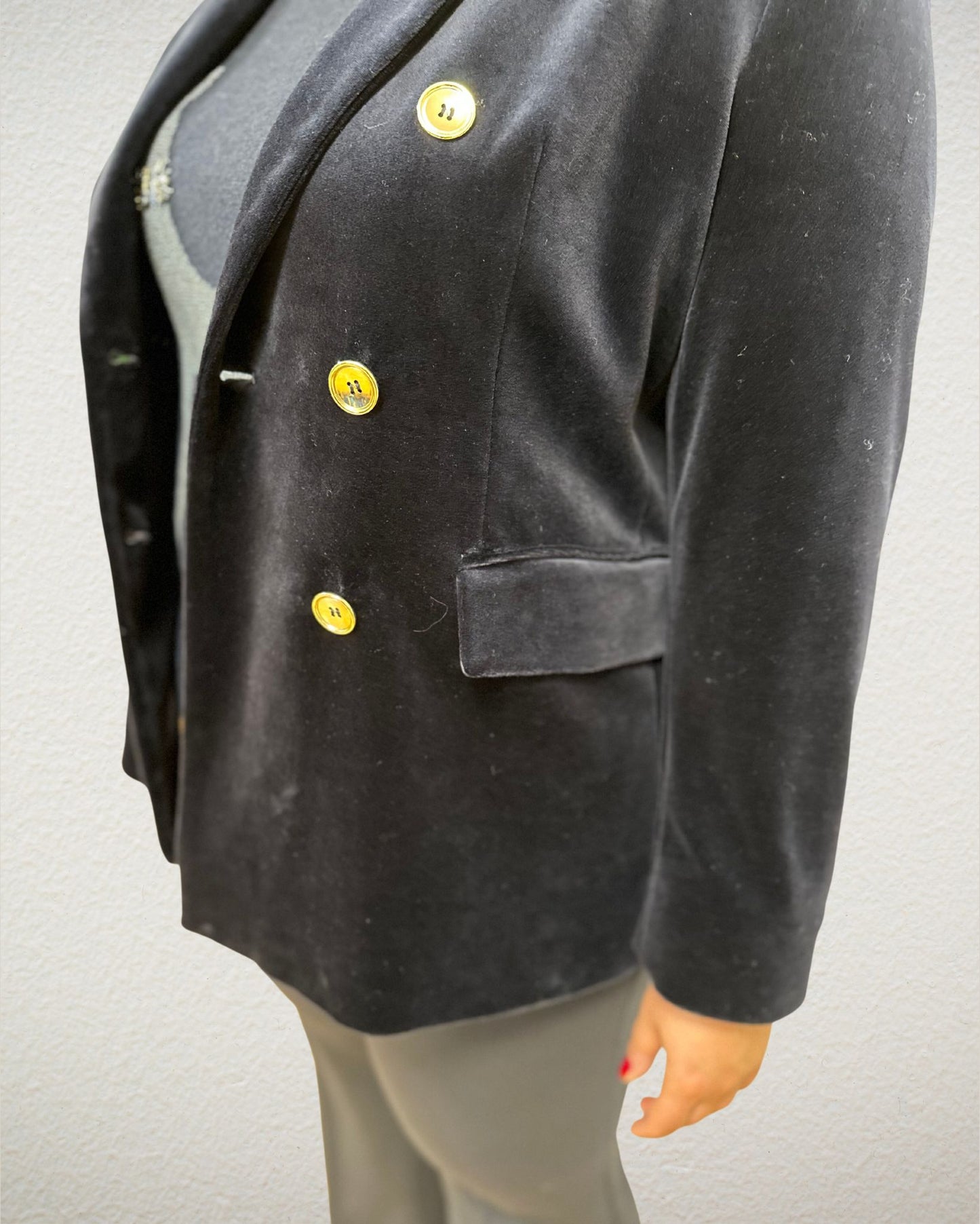 Doppelreiher-Blazer aus Samt in Marine
