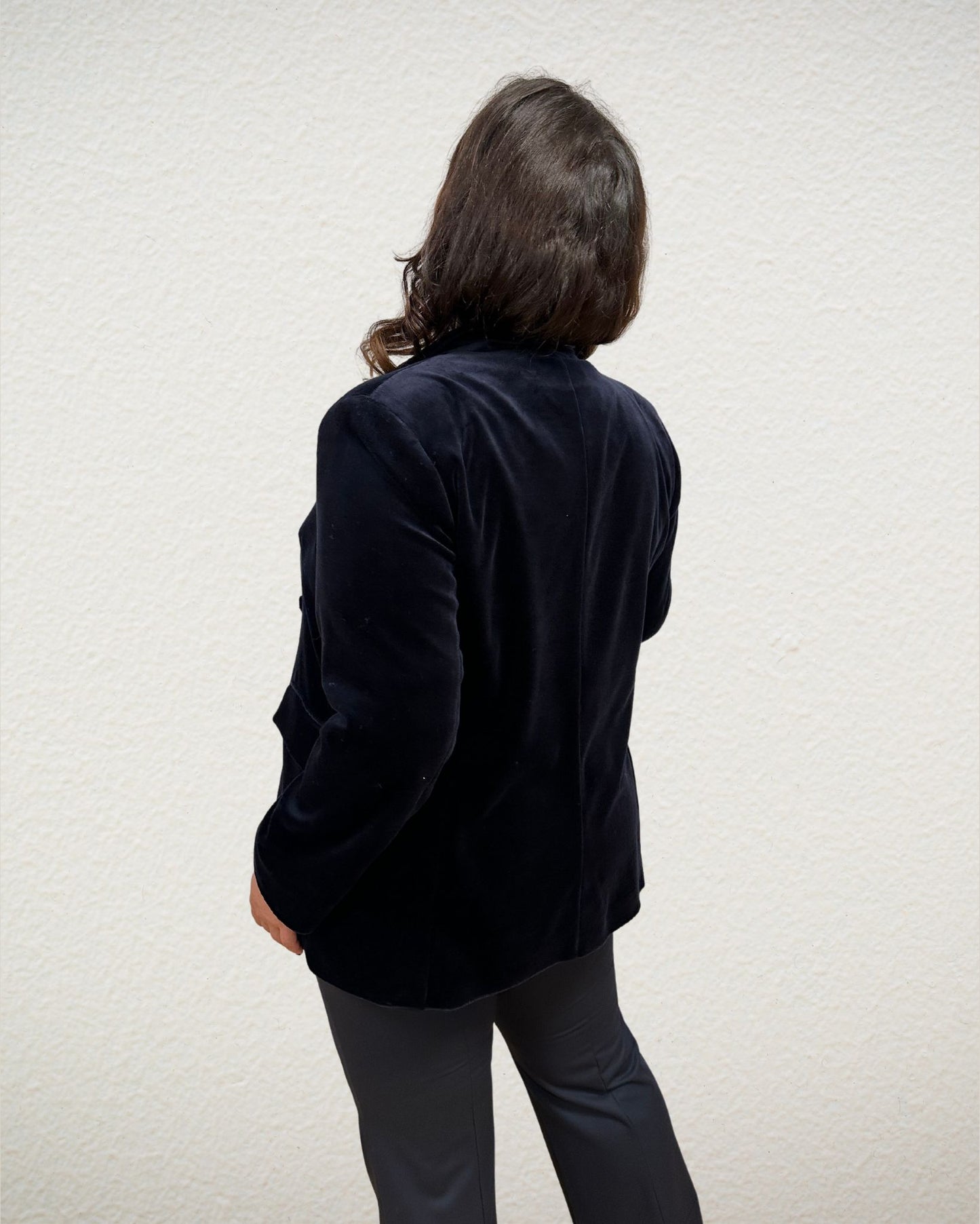 Doppelreiher-Blazer aus Samt in Marine