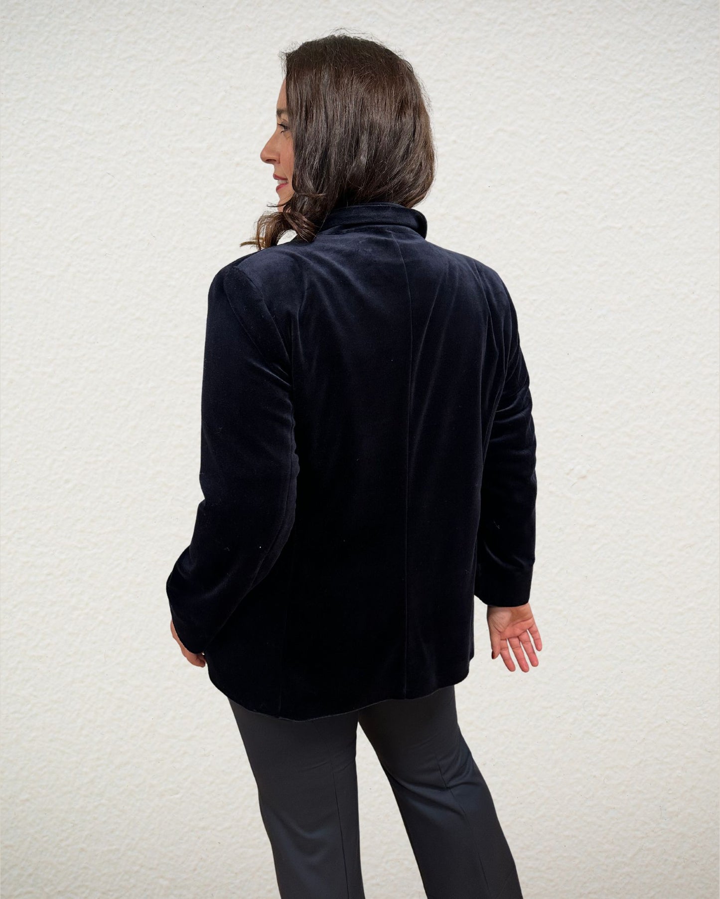 Doppelreiher-Blazer aus Samt in Marine