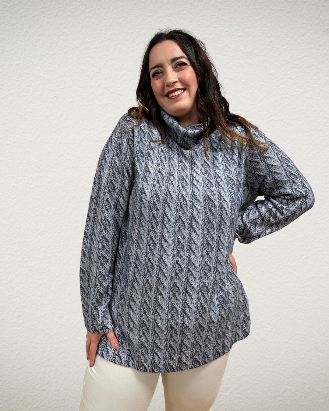 Rollkragen-Pullover mit Cashmere in Grautönen