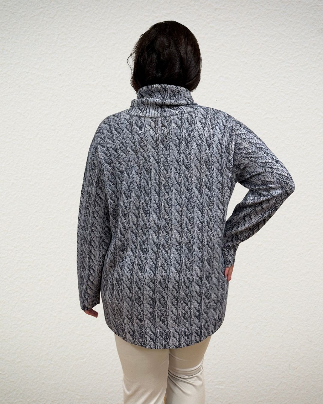 Rollkragen-Pullover mit Cashmere in Grautönen