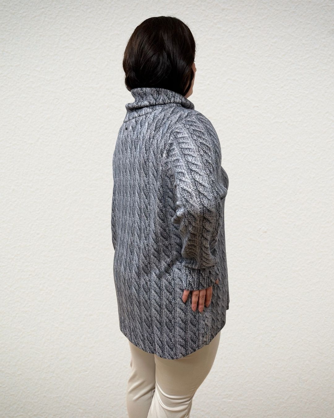 Rollkragen-Pullover mit Cashmere in Grautönen