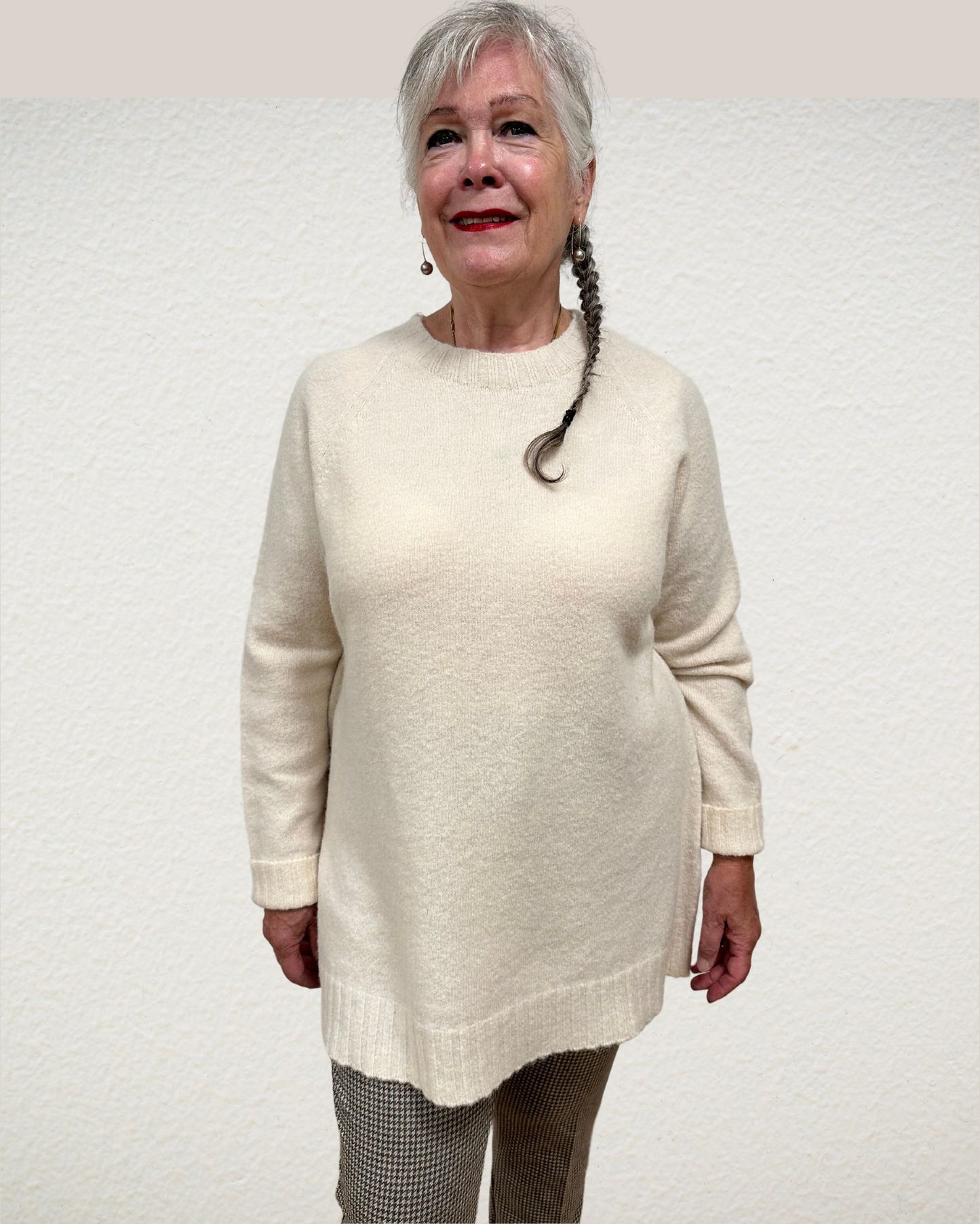 rundhals Pullover in ecru von Marina Rinaldi - grosse Grössen - DE BOER plus Luzern
