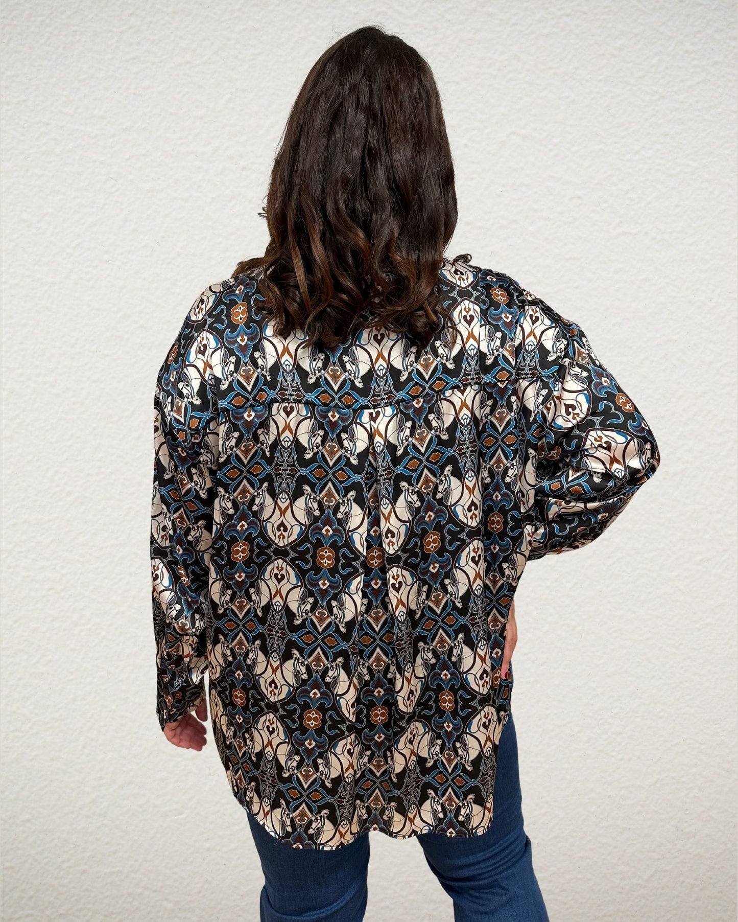 Bluse in multicolor Pferde-Design