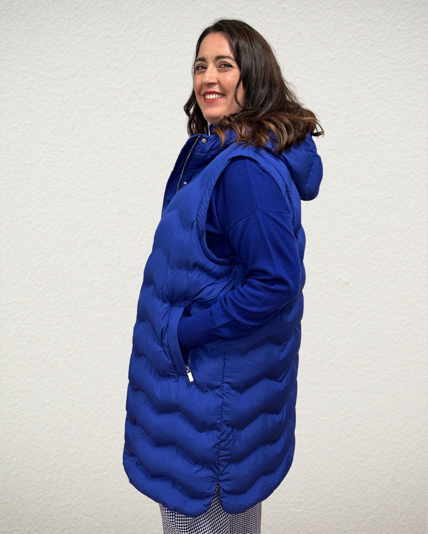 Outdoormantel/-Weste im Stepp-Look in Blau