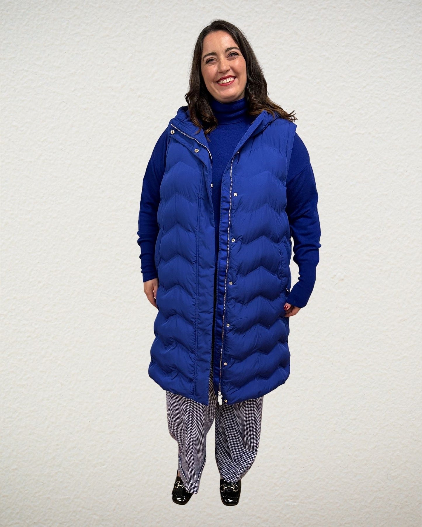 Outdoormantel/-Weste im Stepp-Look in Blau