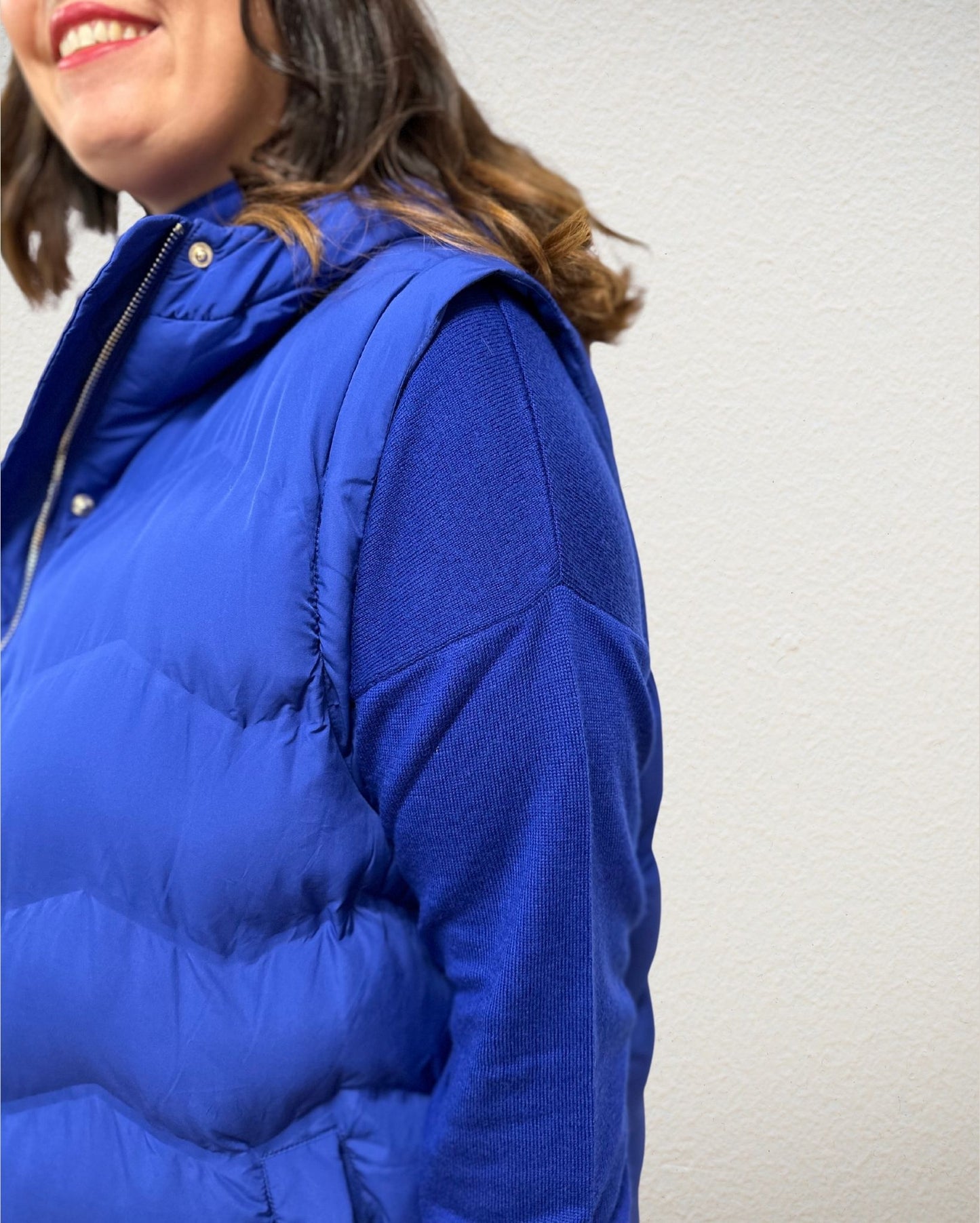 Outdoormantel/-Weste im Stepp-Look in Blau