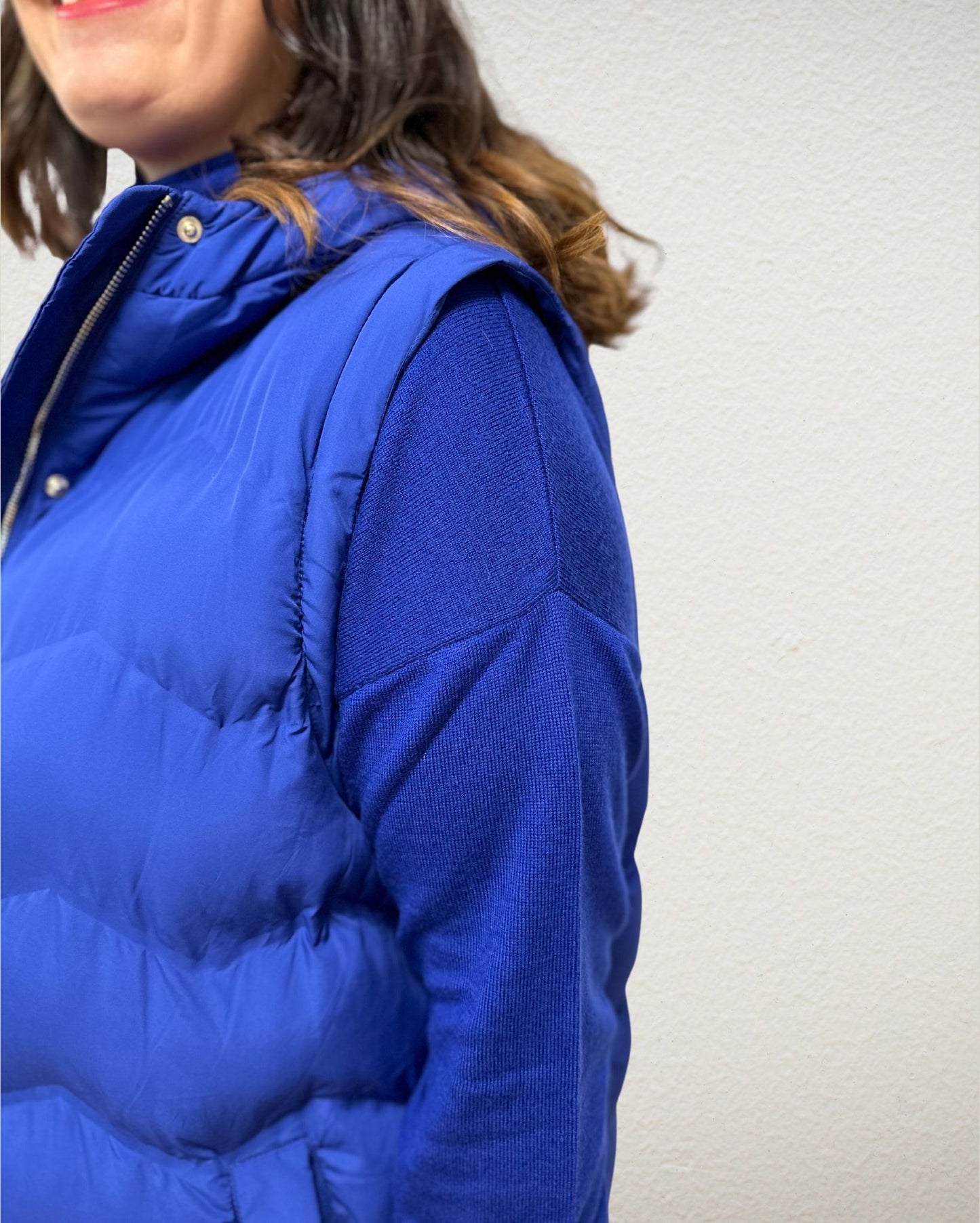 Outdoormantel/-Weste im Stepp-Look in Blau