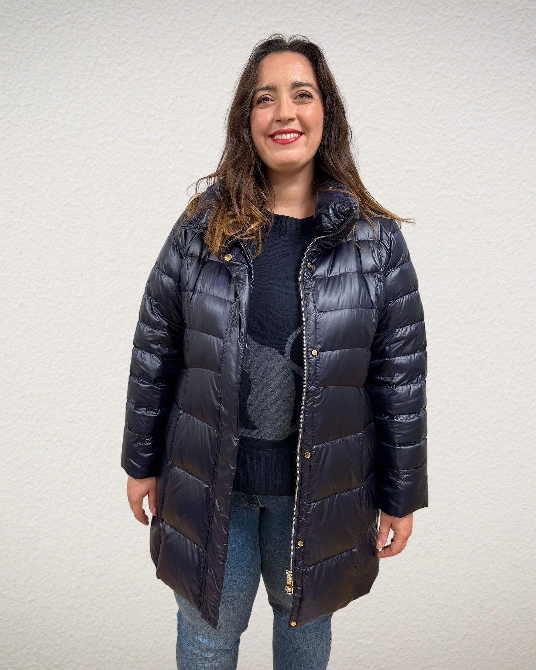 Woll-Pulli in Marine mit Katzen-Design