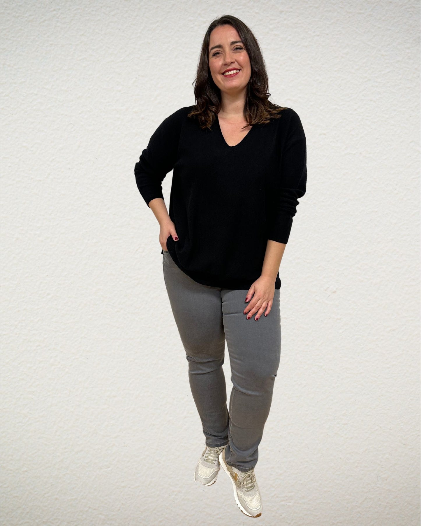 V-Ausschnitt Pullover aus Cashmere in Schwarz
