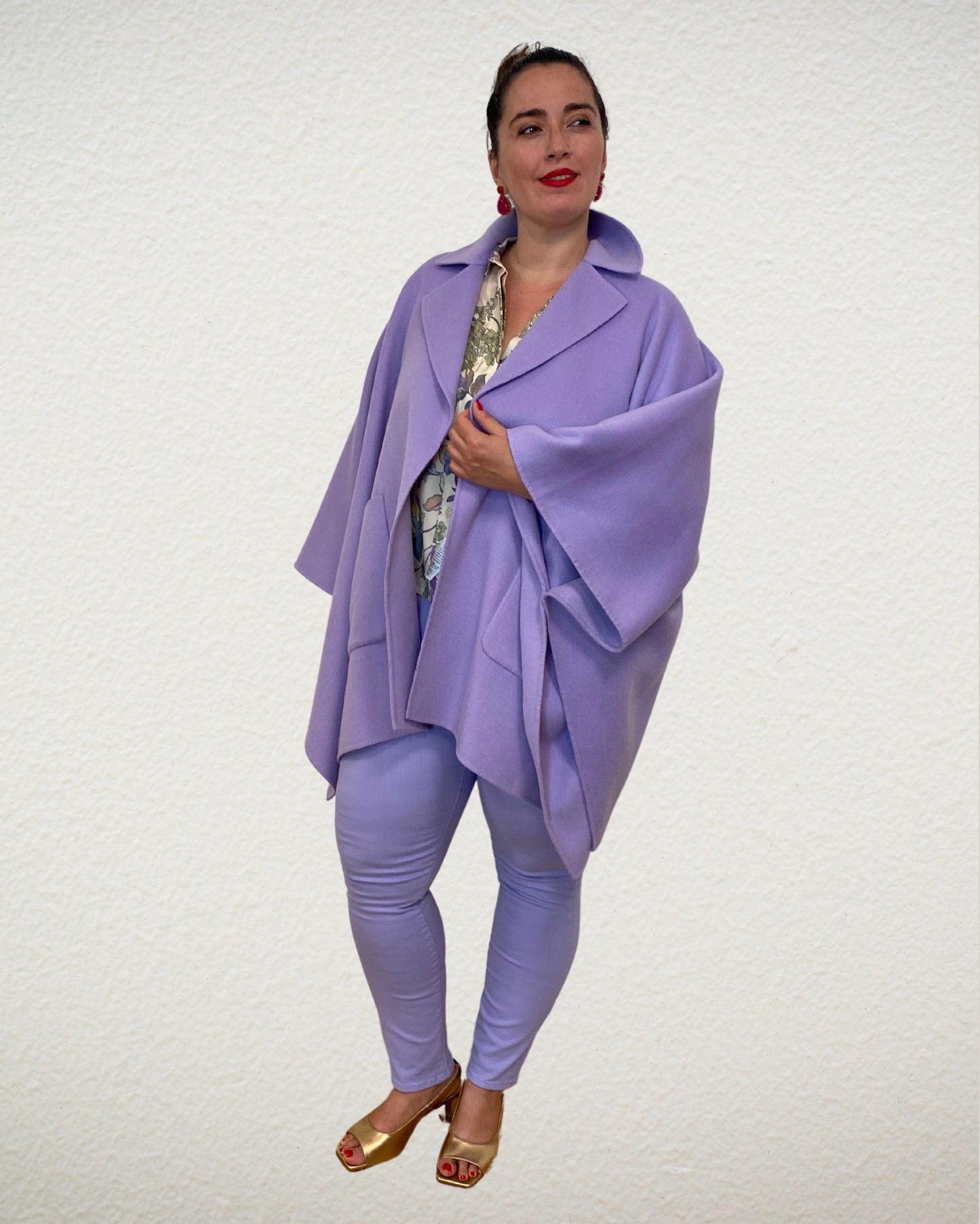 Poncho Woll-Jacke in Lila