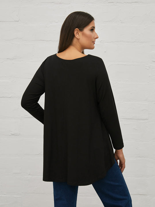 langarm Shirt mit V-Ausschnitt in Schwarz von Mat Fashion_grosse Grösse_DE BOER plus Luzern_4