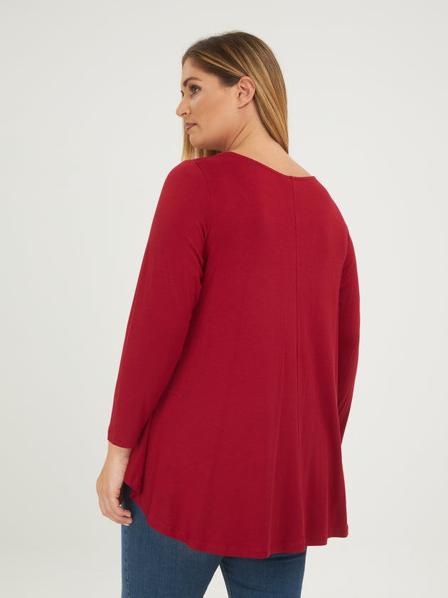 dunkelrotes langarm Shirt in Viskose von Mat Fashion_grosse Grössen_DE BOER plus_3