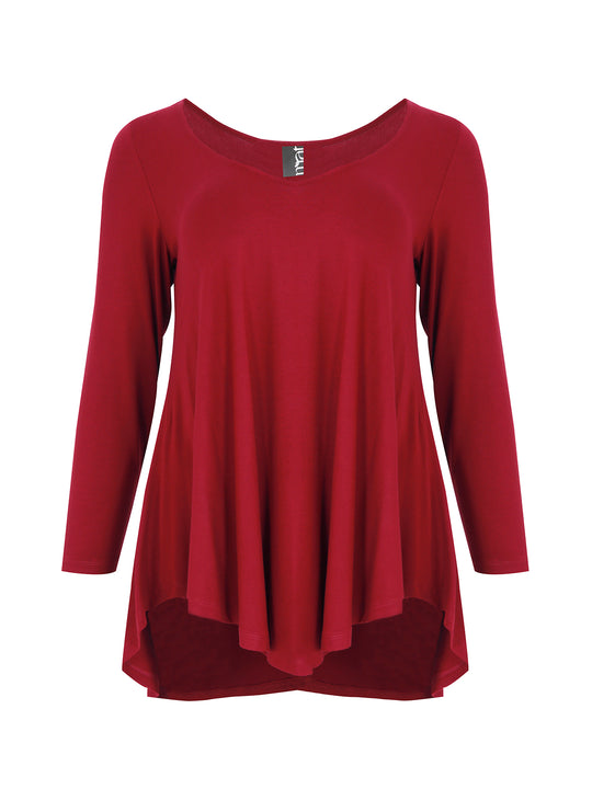 dunkelrotes langarm Shirt in Viskose von Mat Fashion_grosse Grössen_DE BOER plus_5