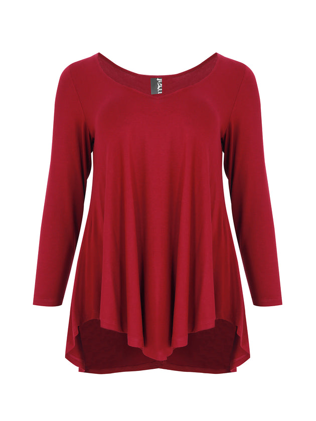 dunkelrotes langarm Shirt in Viskose von Mat Fashion_grosse Grössen_DE BOER plus_5