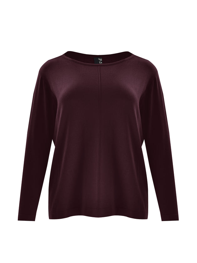 Basic Pullover in Bordeaux mit Bateau-Ausschnitt von Mat Fashion_grosse Grössen_DE BOER plus Luzern_4
