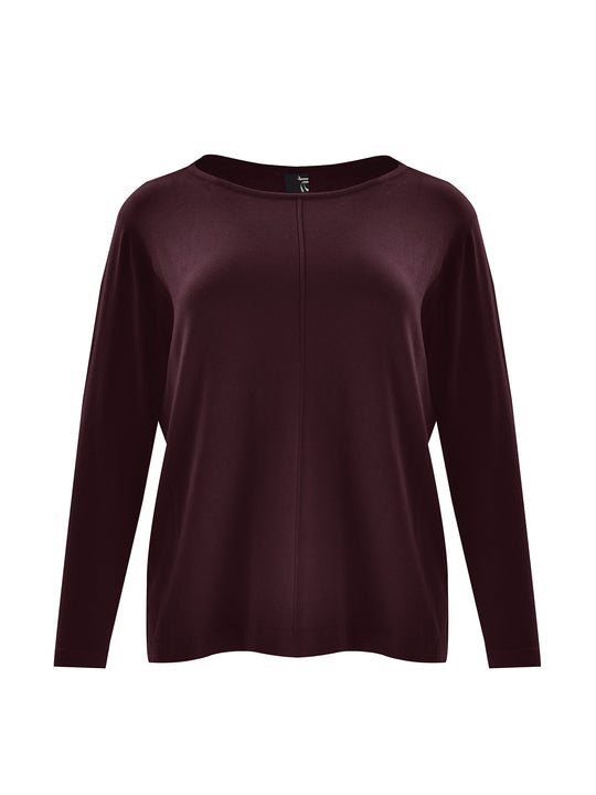 Basic Pullover in Bordeaux mit Bateau-Ausschnitt von Mat Fashion_grosse Grössen_DE BOER plus Luzern_1