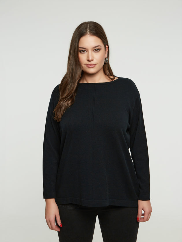 Basic Pullover mit Bateau-Ausschnitt von Mat Fashion_grosse Grössen_DE BOER plus Luzern_1