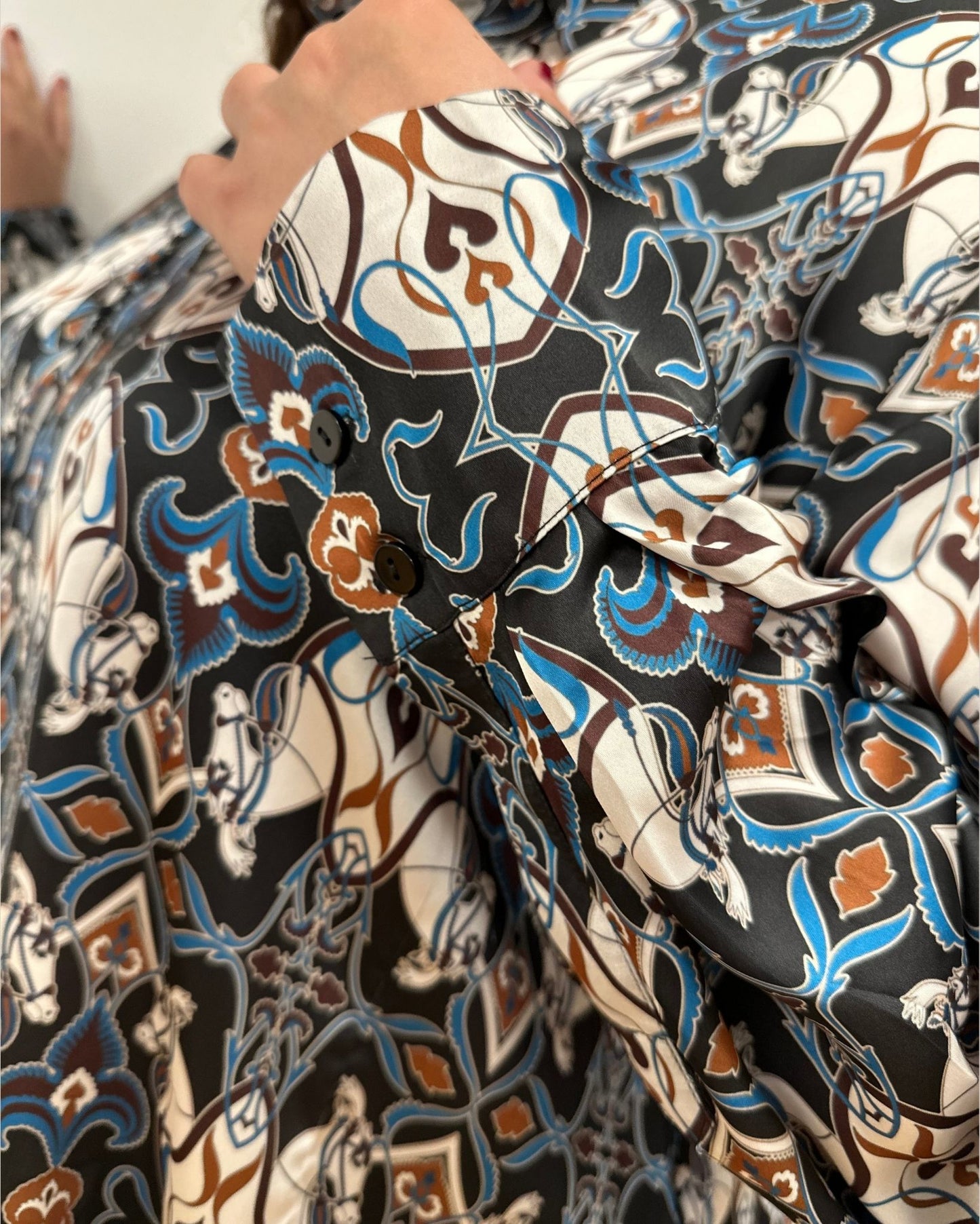 Bluse in multicolor Pferde-Design