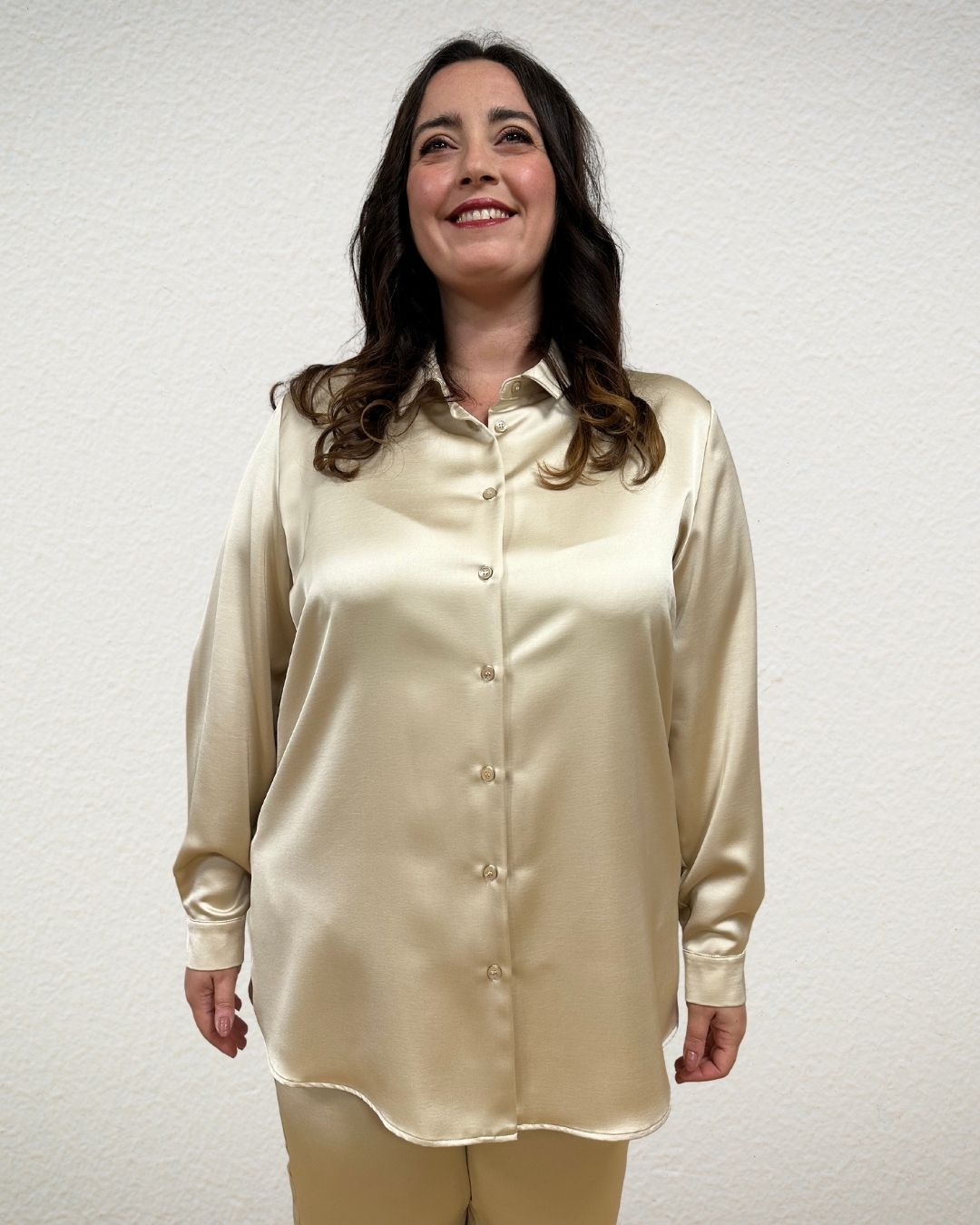 Satinierte Bluse von Marina Rinaldi - grosse Grössen - DE BOER plus 