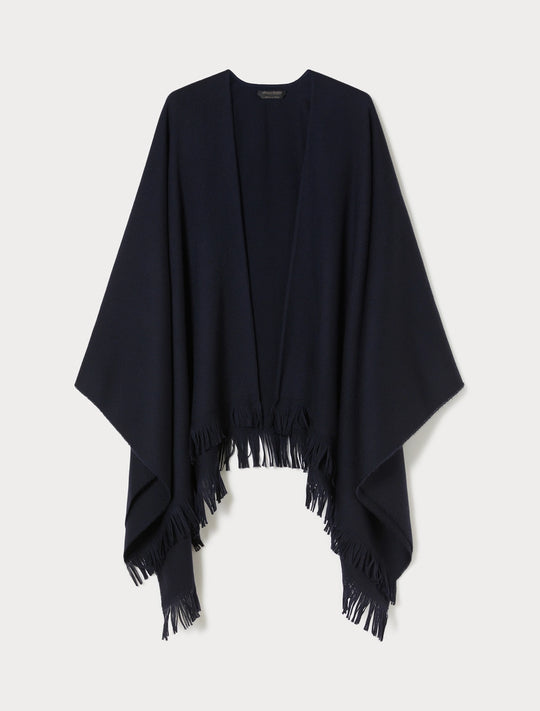 Dunkelblauer Poncho mit Fransen von Marina Rinaldi_grossen Grössen_DE BOER plus_3