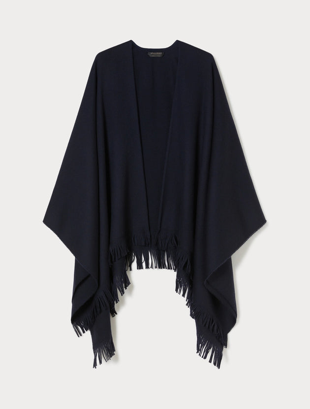 Dunkelblauer Poncho mit Fransen von Marina Rinaldi_grossen Grössen_DE BOER plus_3