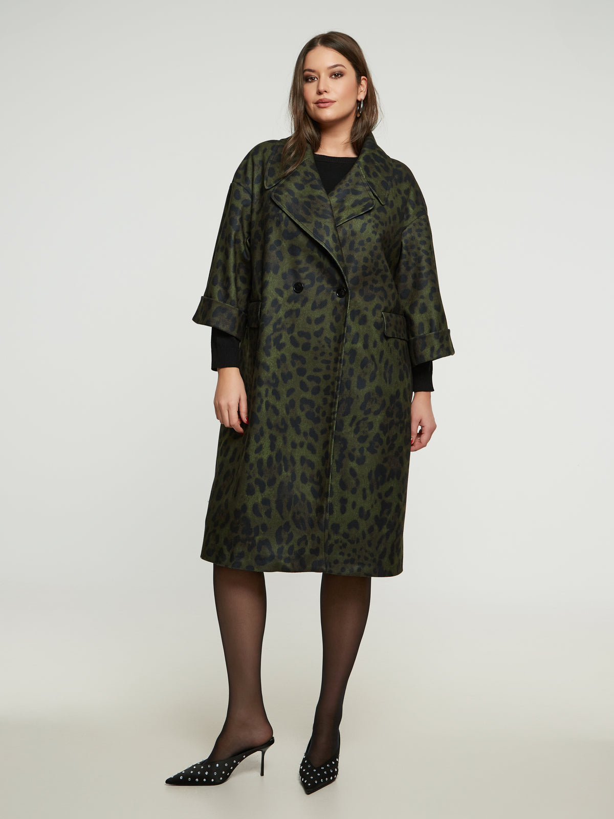 Tüll-Jupe in Leo-Print in Khaki/Schwarz von Mat Fashion_grosse Grössen_DE BOER plus_2