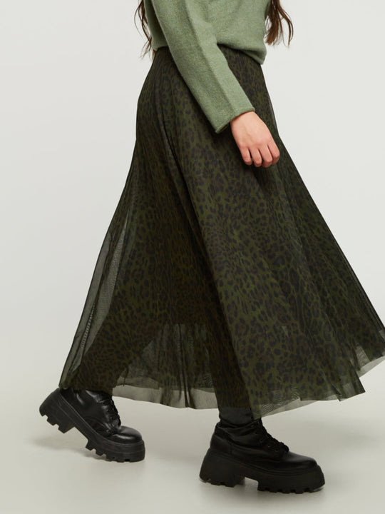 Tüll-Jupe in Leo-Print in Khaki/Schwarz von Mat Fashion_grosse Grössen_DE BOER plus_2