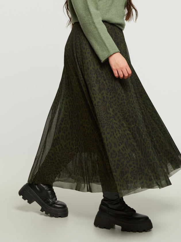 Tüll-Jupe in Leo-Print in Khaki/Schwarz von Mat Fashion_grosse Grössen_DE BOER plus_2