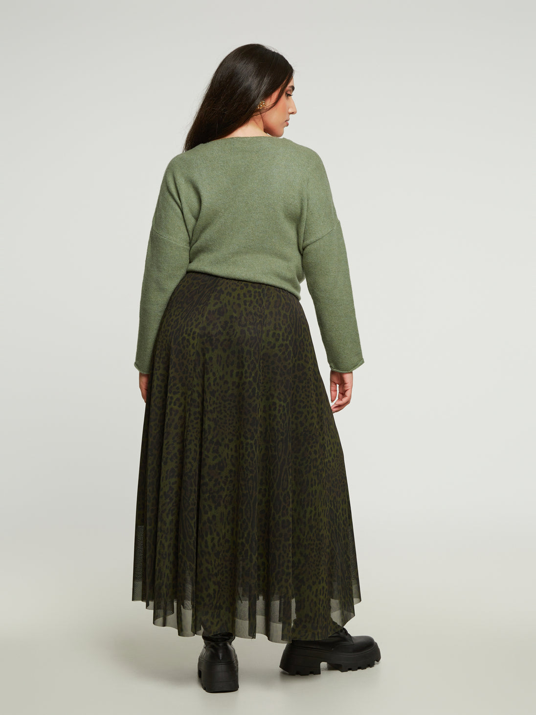 Tüll-Jupe in Leo-Print in Khaki/Schwarz von Mat Fashion_grosse Grössen_DE BOER plus_6