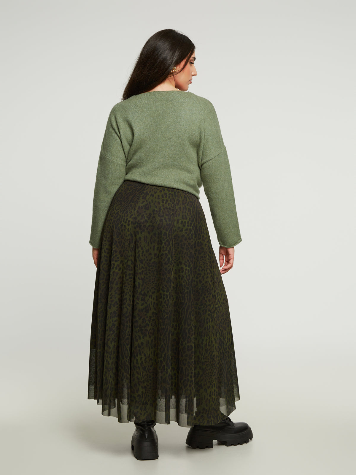 Tüll-Jupe in Leo-Print in Khaki/Schwarz von Mat Fashion_grosse Grössen_DE BOER plus_6