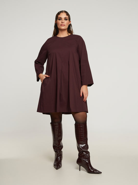 Baumwollkleid in Bordeaux von Mat Fashion_grosse Grössen_DE BOER plus_2