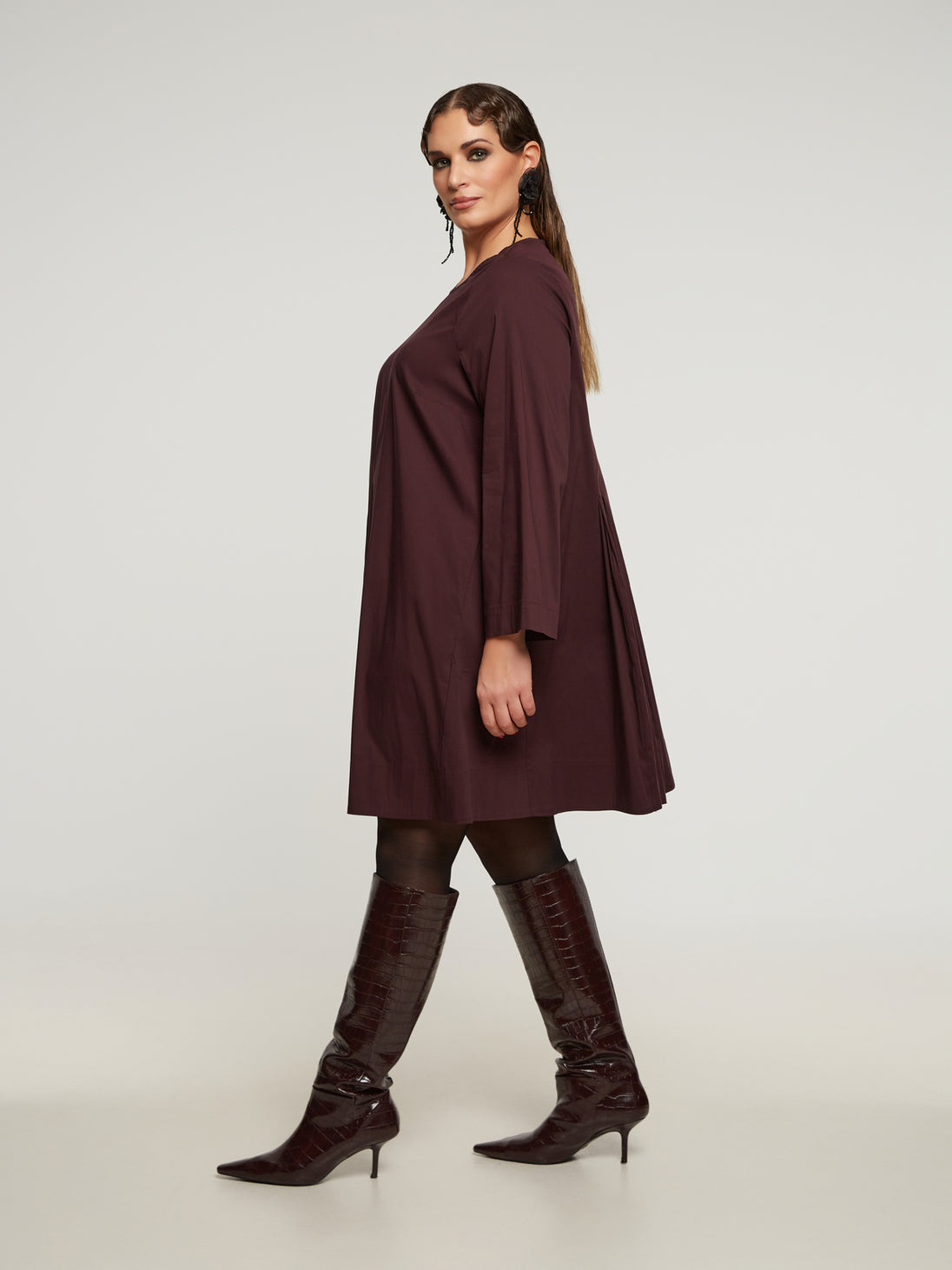 Baumwollkleid in Bordeaux von Mat Fashion_grosse Grössen_DE BOER plus_3