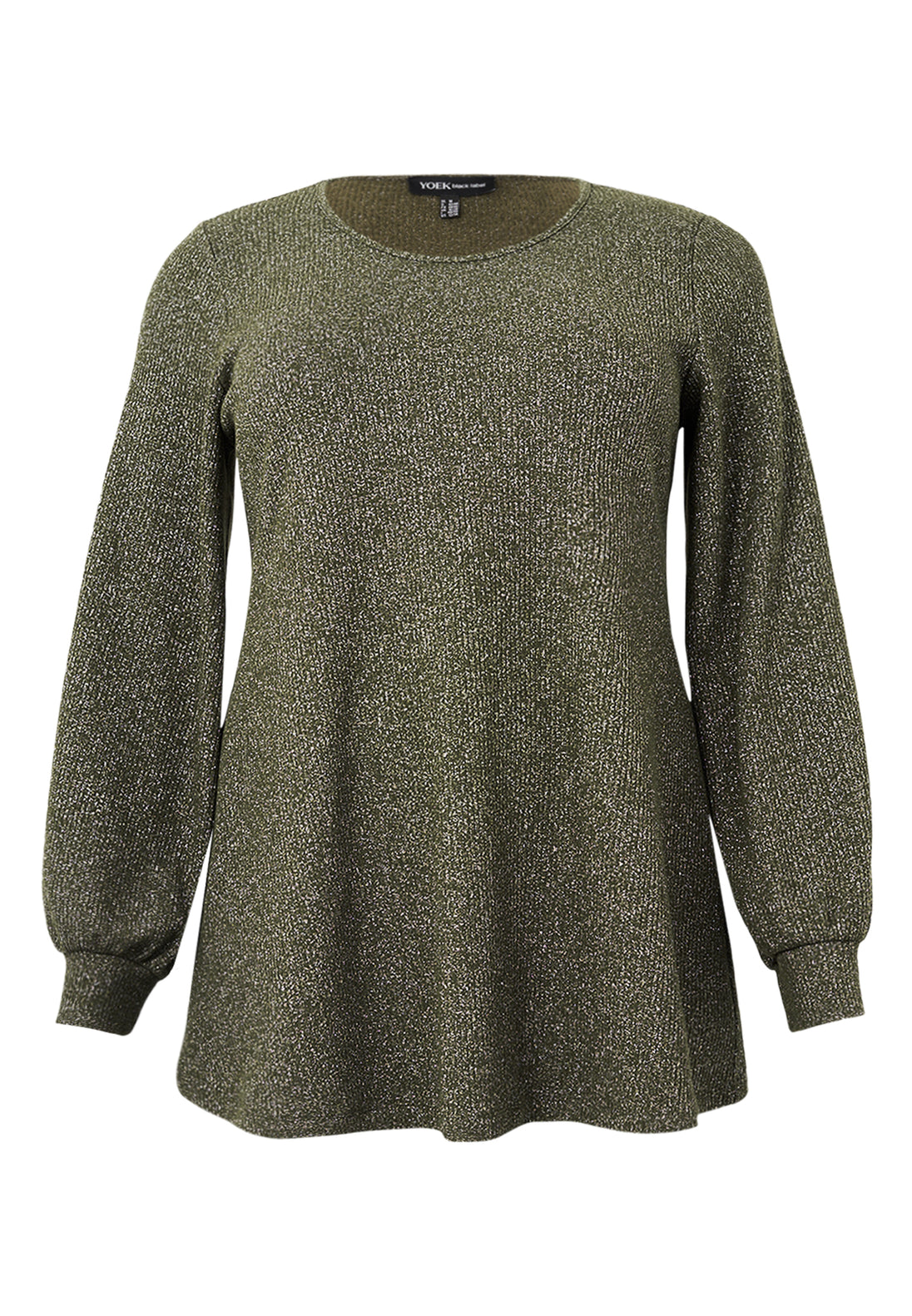 Rundhals Pullover mit Lurex in der Farbe Khaki von YOEK FASHION_grosse Grössen_DE BOER plus Luzern_4