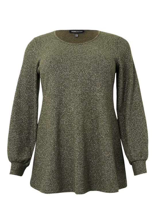 Rundhals Pullover mit Lurex in der Farbe Khaki von YOEK FASHION_grosse Grössen_DE BOER plus Luzern_4