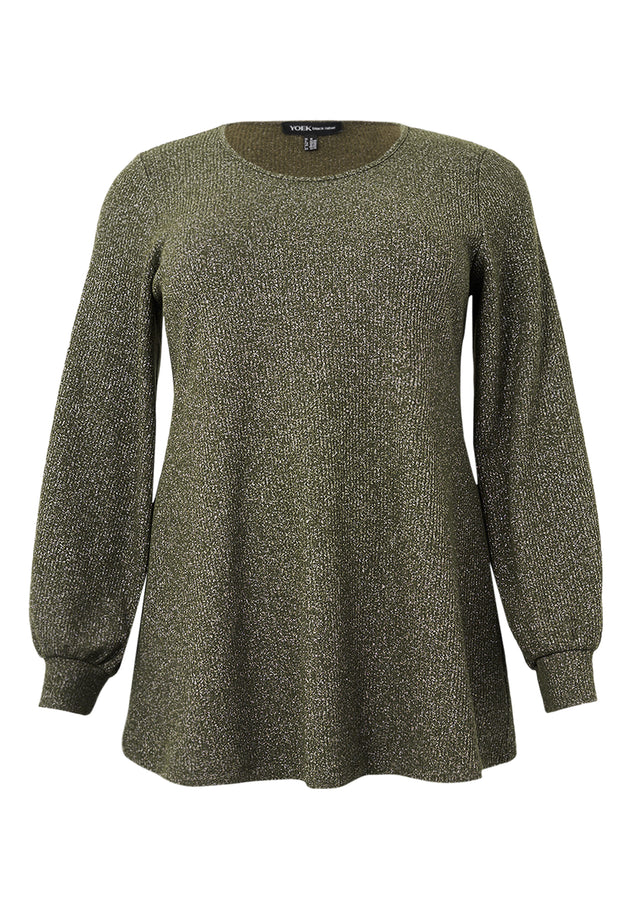 Rundhals Pullover mit Lurex in der Farbe Khaki von YOEK FASHION_grosse Grössen_DE BOER plus Luzern_4