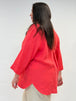 Leinebluse in Coral mit 3/4 Arm von Backstage_grosse Grössen_DE BOER plus Luzern_4