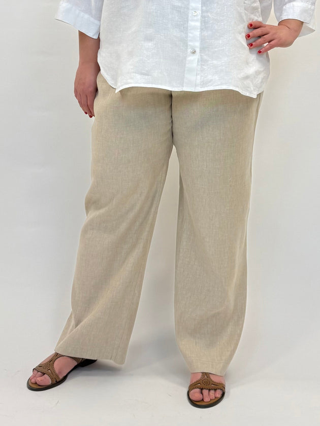 Baumwollhose in Leinenoptik in Beige_grosse Grössen_DE BOER plus Luzern_1
