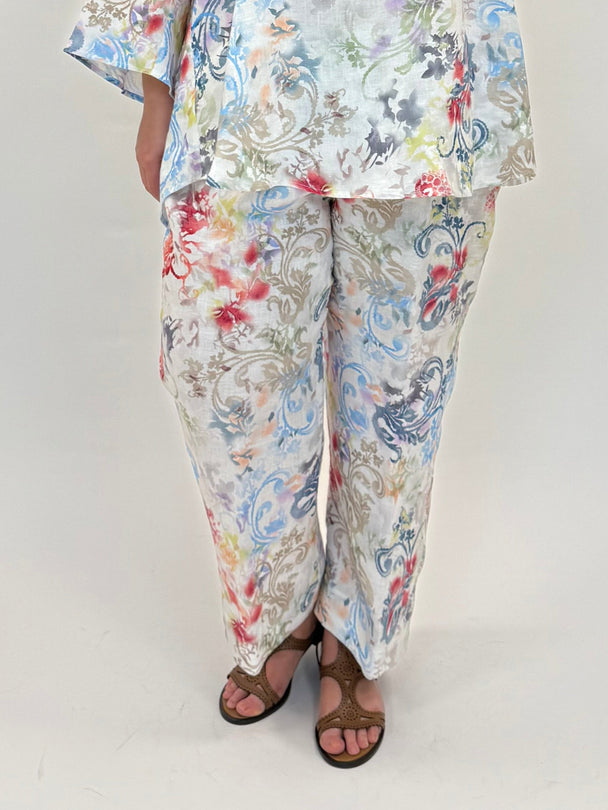 gemusterte Leinehose mit Gummibund von Backstage_grosse Grössen_DE BOER plus Luzern_1