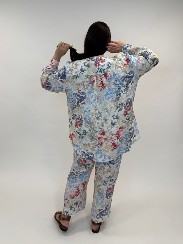 gemusterte Leinehose mit Gummibund und Leinenbluse von Backstage_grosse Grössen_DE BOER plus Luzern_4