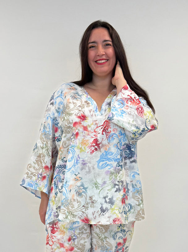 gemusterte Leinenbluse von Backstage_grosse Grössen_DE BOER plus Luzern_1