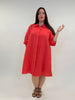 Leinenkleid in Coral mit 3/4 Arm von Backstage_grosse Grössen_DE BOER plus Luzern_1