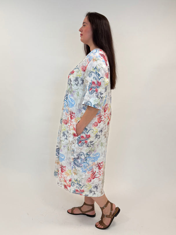 gemusterte Leinehose mit Gummibund und Leinenbluse von Backstage_grosse Grössen_DE BOER plus Luzern_2