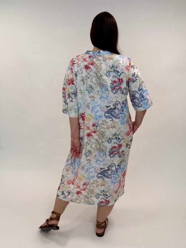 gemusterte Leinehose mit Gummibund und Leinenbluse von Backstage_grosse Grössen_DE BOER plus Luzern_3