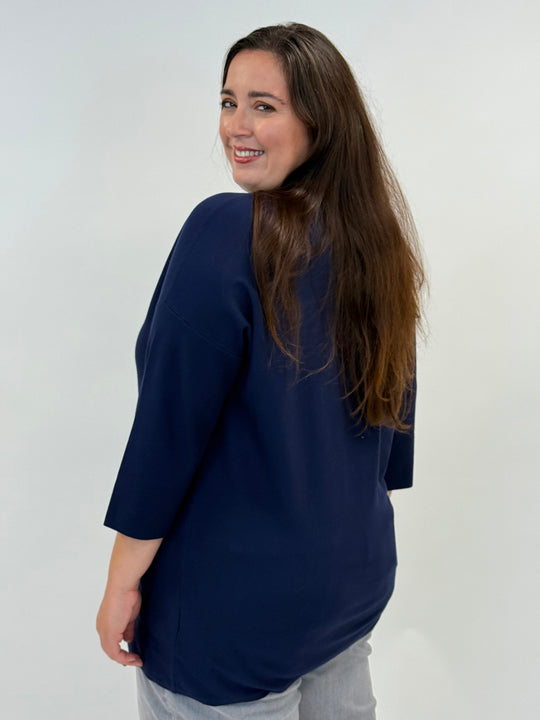rundhals Pullover aus Viskose in Blau von Handmade_grosse Grössen_DE BOER plus Luzern_3