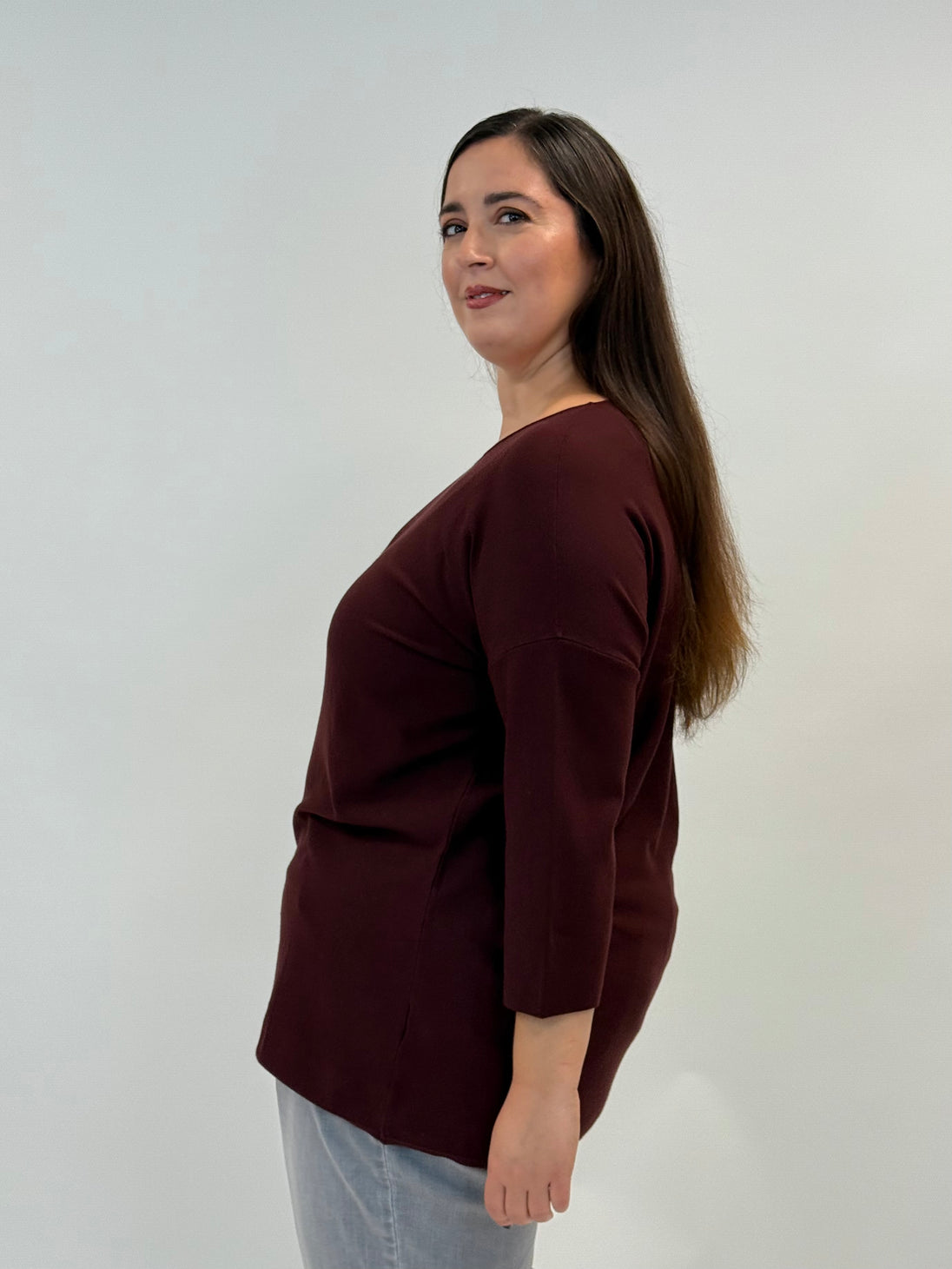 rundhals Pullover aus Viskose in Blau von Handmade_grosse Grössen_DE BOER plus Luzern_3