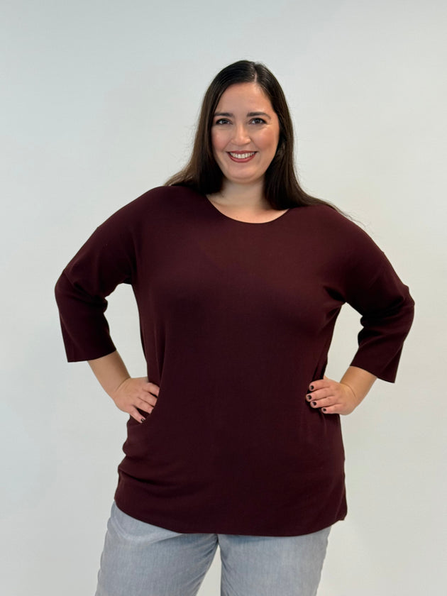 rundhals Pullover aus Viskose in Blau von Handmade_grosse Grössen_DE BOER plus Luzern_2