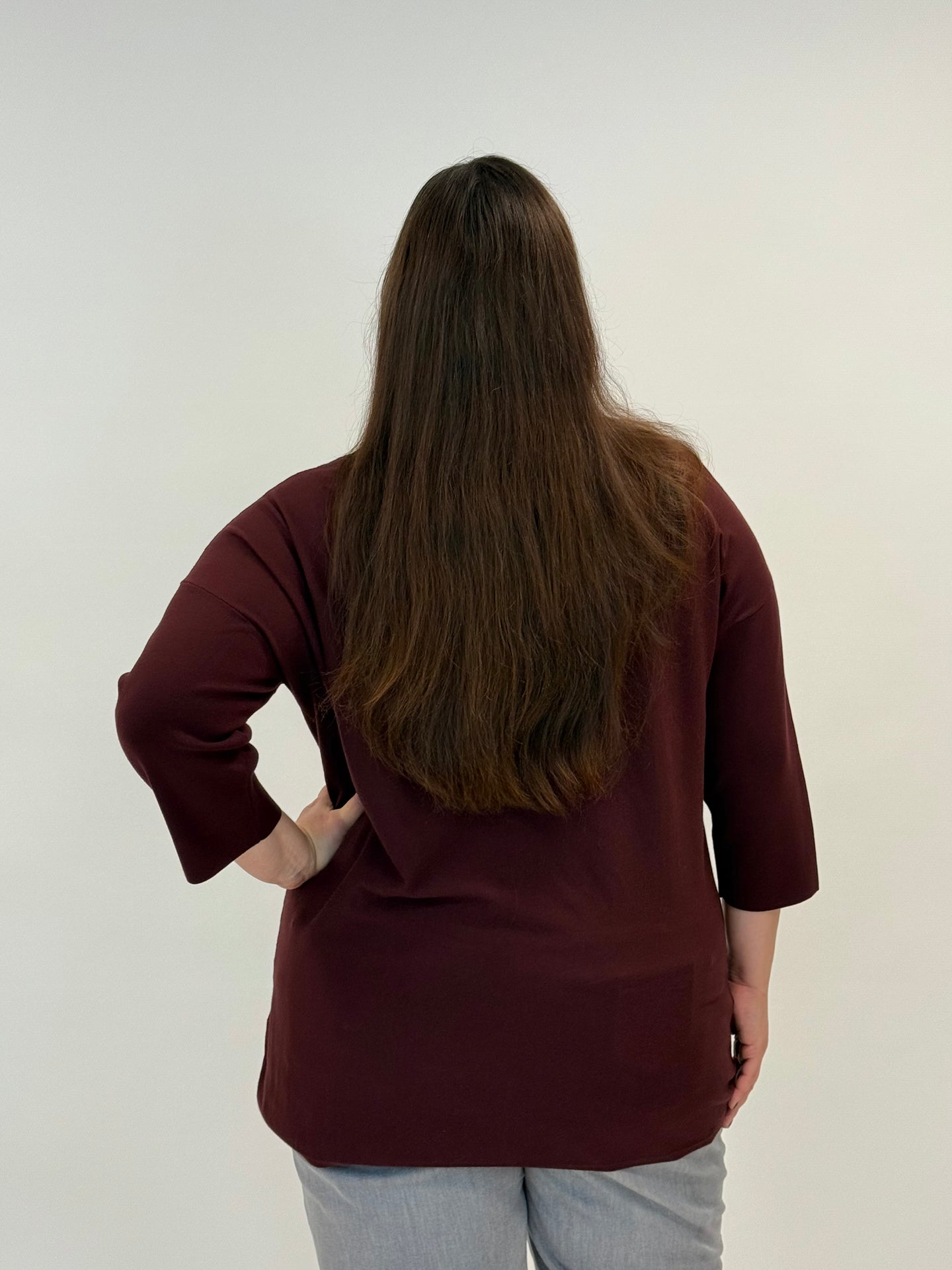 rundhals Pullover aus Viskose in Blau von Handmade_grosse Grössen_DE BOER plus Luzern_4