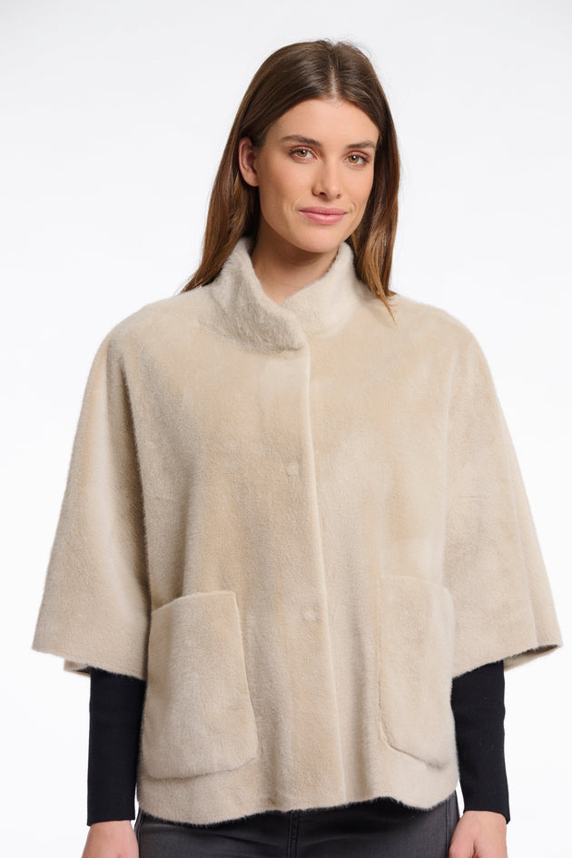 Fake Fur Jacke in Sand von Rino & Pelle_grossen Grössen_DE BOER plus Luzern_1
